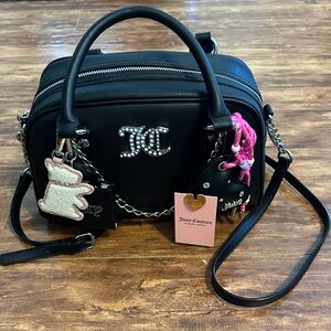 Juicy Couture black crossbody purse handbag and charms juicify satchel liquorice